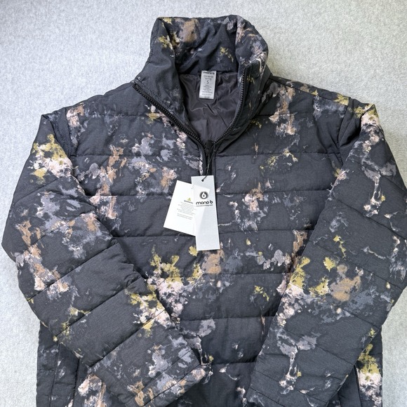 Mono B AJ-B1007‎ Women's 1/4 Zip Puffer Jacket Tie-Dye Print Black Small - Picture 4 of 7